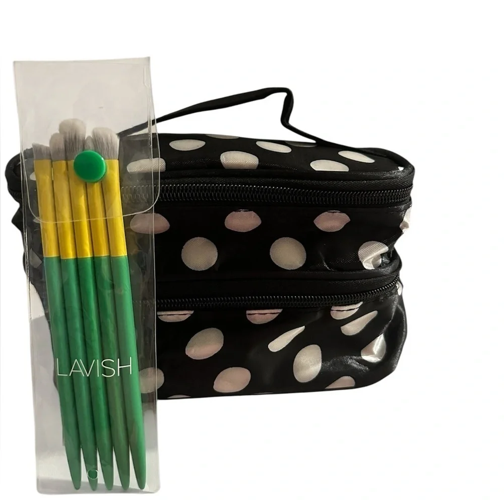 Polka Dot Make Up Bag & Lavish Brushes
